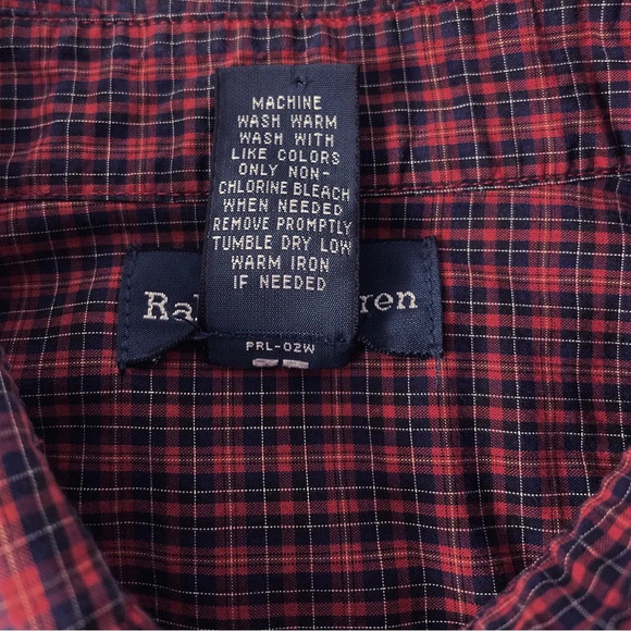 Ralph Lauren Boy’s Button Down Plaid Shirt Size Large 14-16 Red Blue - Picture 3 of 9
